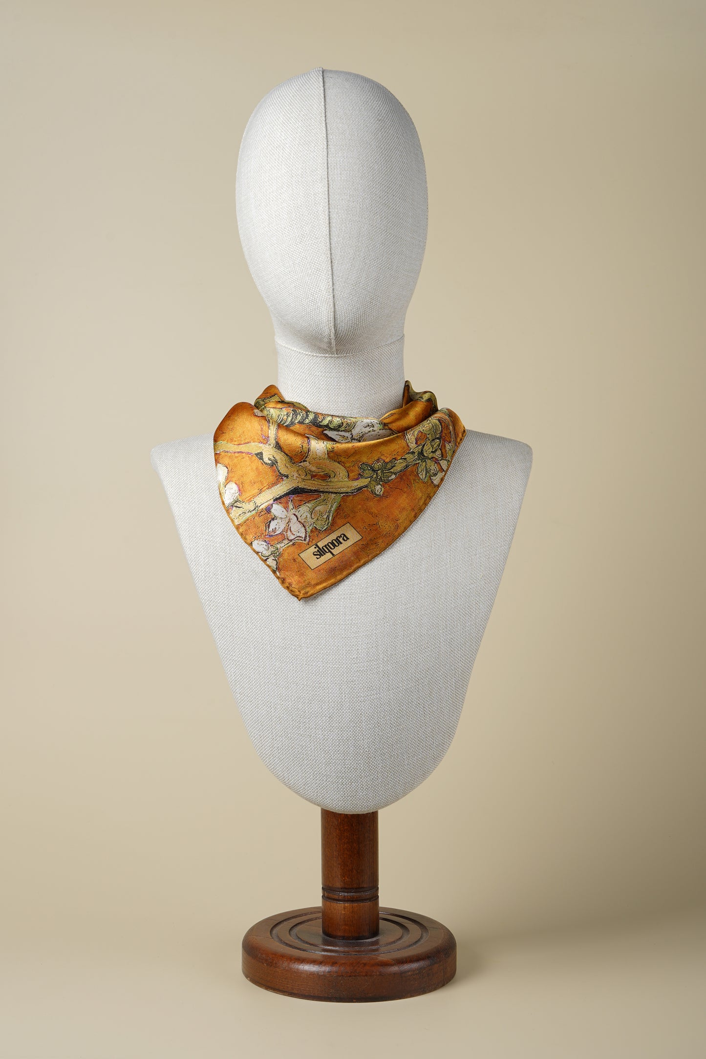 İpek Bandana Fular Art Collection-Vincet Van Gogh (Badem Ağacı Gold)