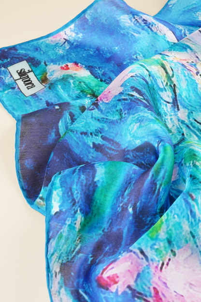 İpek Bandana Fular Art Collection-Claude Monet (Nilüferler)