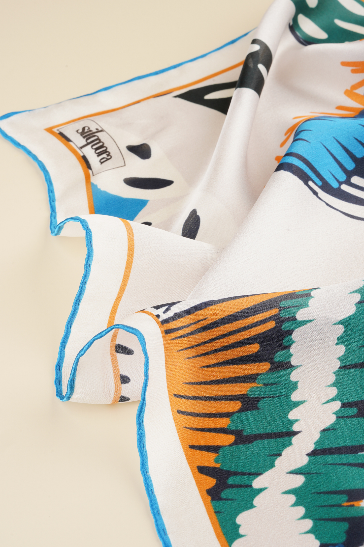 İpek Bandana Fular Art Collection-Indigo Flora