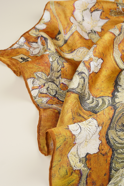 İpek Bandana Fular Art Collection-Vincet Van Gogh (Badem Ağacı Gold)
