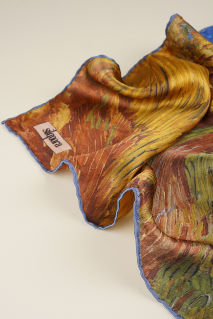 İpek Bandana Fular Art Collection-Vincent Van Gogh (Buğday Tarlası ve Kargalar)