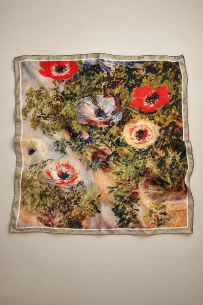 İpek Bandana Fular Art Collection-Coquelicot Soie