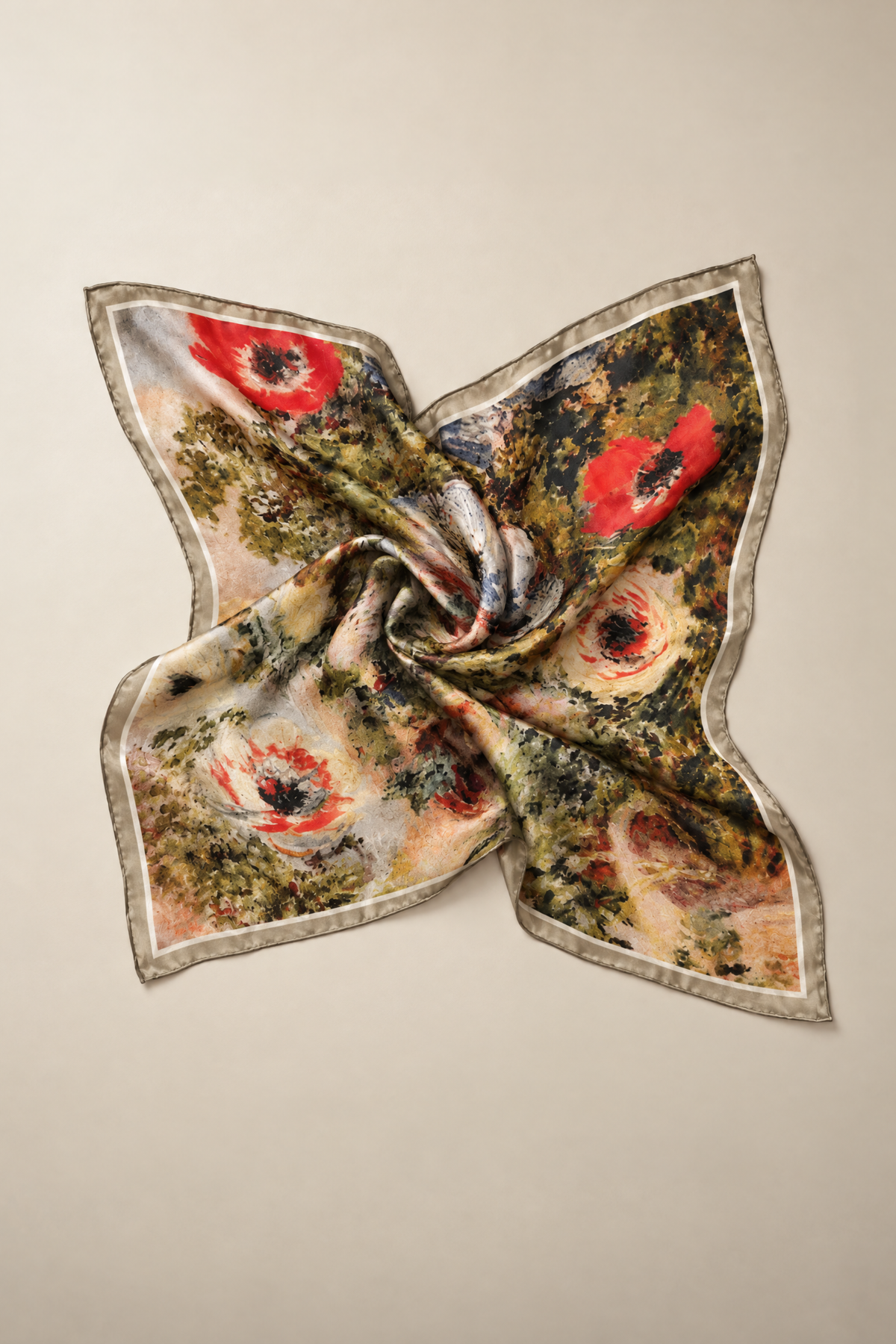 İpek Bandana Fular Art Collection-Coquelicot Soie