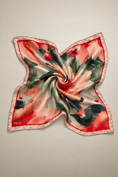 İpek Bandana Fular Art Collection-Coral Bloom