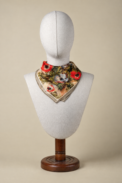 İpek Bandana Fular Art Collection-Coquelicot Soie