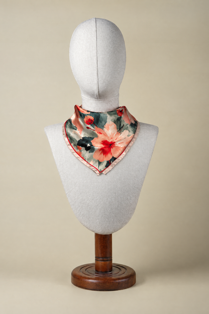 İpek Bandana Fular Art Collection-Coral Bloom