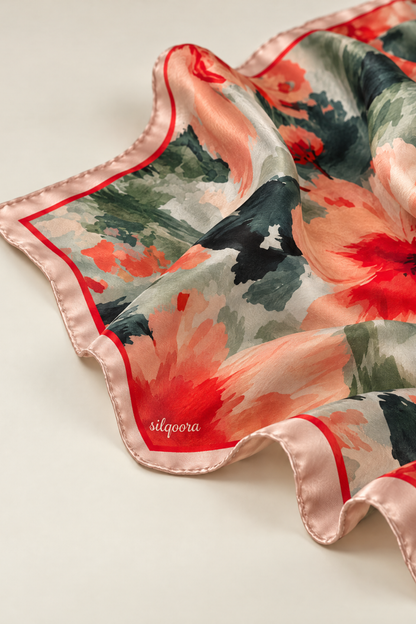 İpek Bandana Fular Art Collection-Coral Bloom