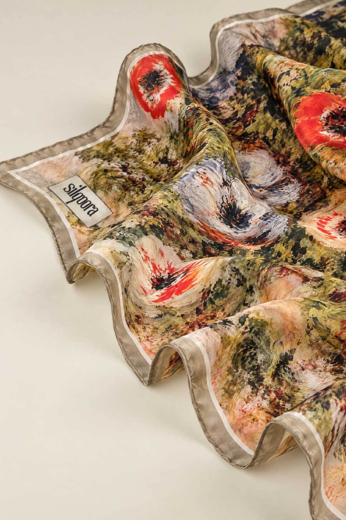 İpek Bandana Fular Art Collection-Coquelicot Soie