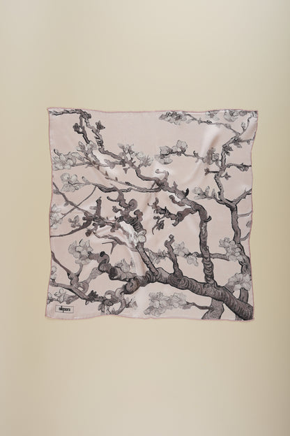 İpek Bandana Fular Art Collection-Vincent Van Gogh (Badem Ağacı Pembe)