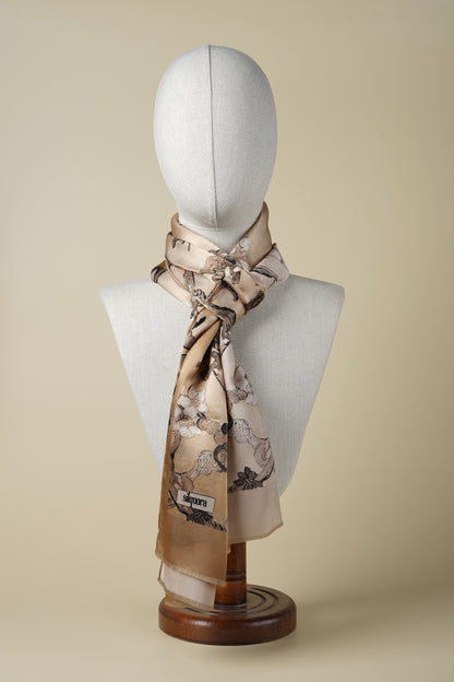 İpek Şal Fular Art Collection-Vincent Van Gogh (Badem Ağacı Beige)