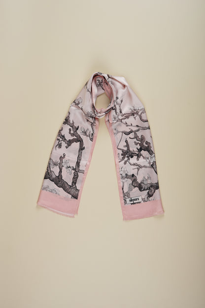 İpek Şal Fular Art Collection-Vincent Van Gogh (Badem Ağacı Pembe)