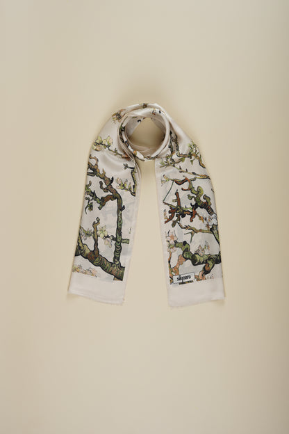 İpek Şal Fular Art Collection-Vincent Van Gogh(Badem Ağacı Beyaz)