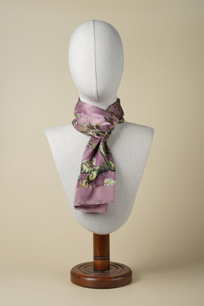 İpek Şal Fular Art Collection-Vincent Van Gogh(Badem Ağacı Mürdüm)