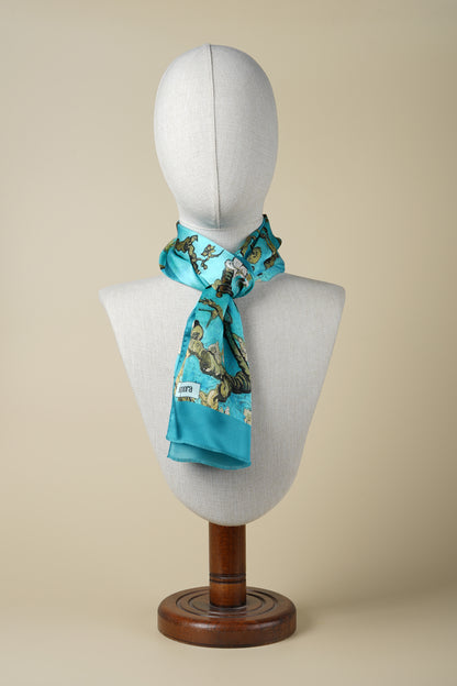 İpek Şal Fular Art Collection-Vincent Van Gogh (Badem Ağacı Turkuaz)