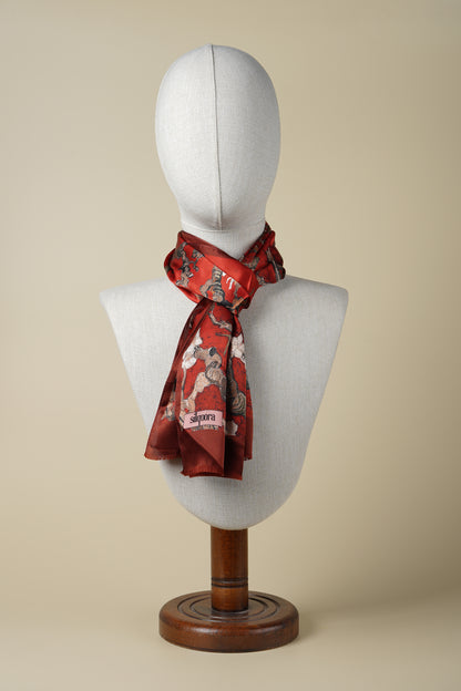 İpek Şal Fular Art Collection-Vincent Van Gogh (Badem Ağacı Kırmızı)