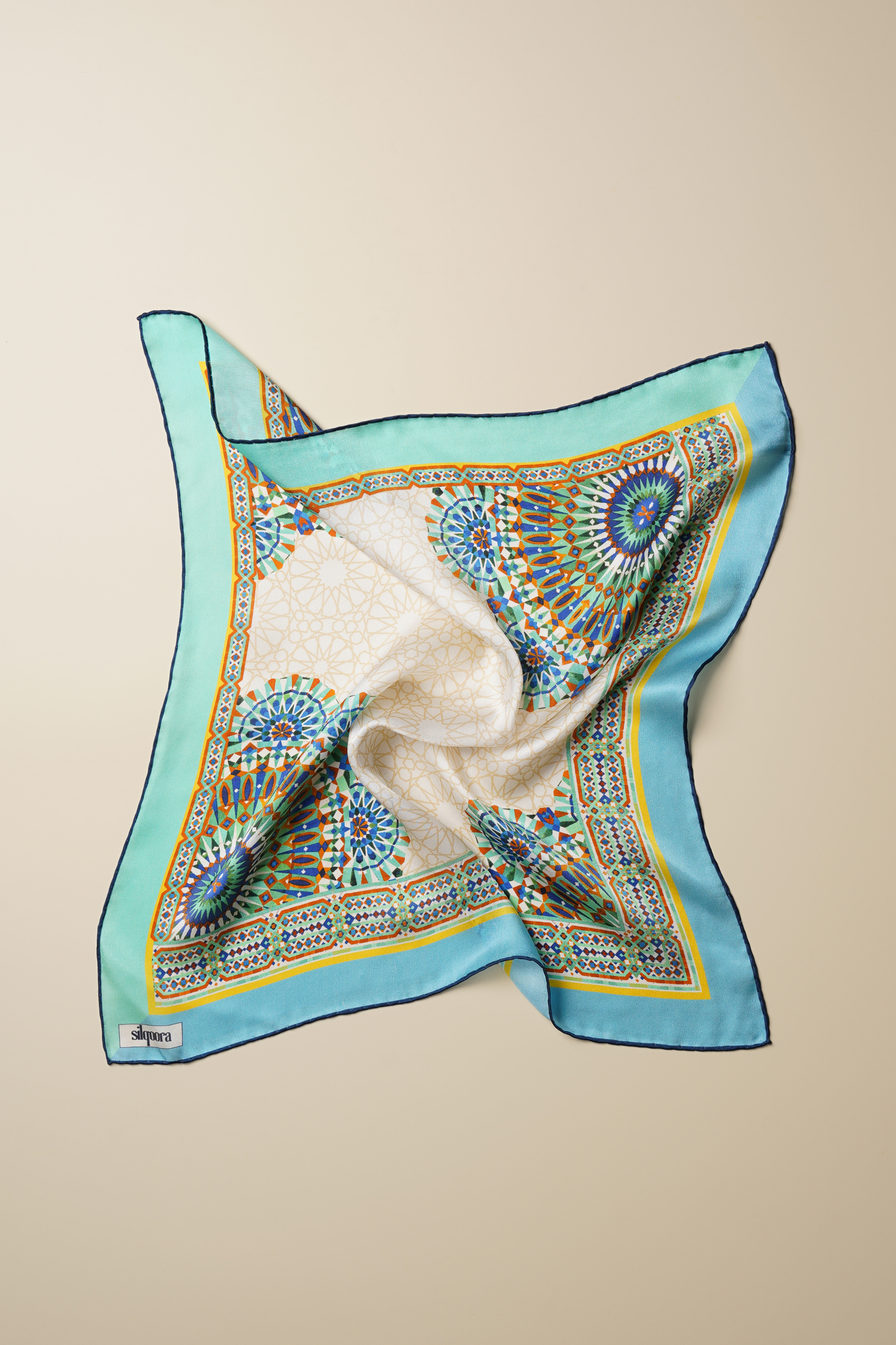 İpek Bandana Fular Art Collection-Çini (Turquoise Tale)