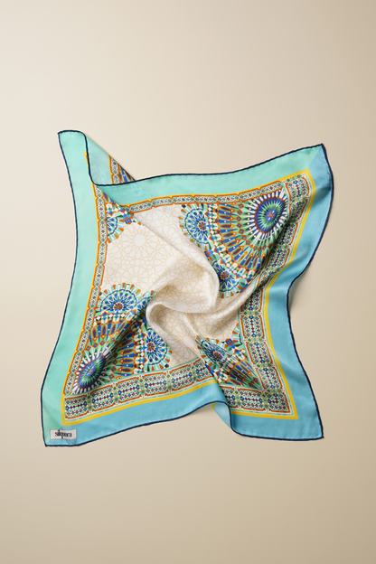 İpek Bandana Fular Art Collection-Çini (Turquoise Tale)