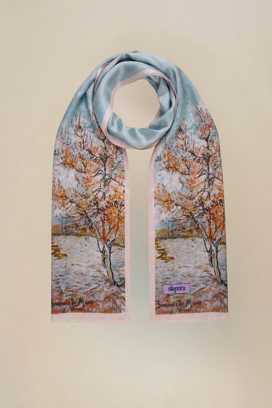 İpek Şal Fular Art Collection-Vincent Van Gogh(Şeftali Ağacı)