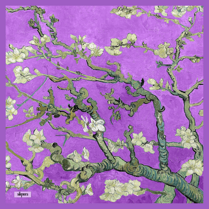 İpek Bandana Fular Art Collection- Vincent Van Gogh (Badem Ağacı Mor)