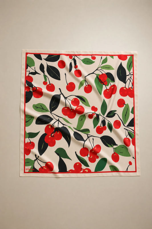 İpek Bandana Fular Yaz Collection- Sweet Cherry
