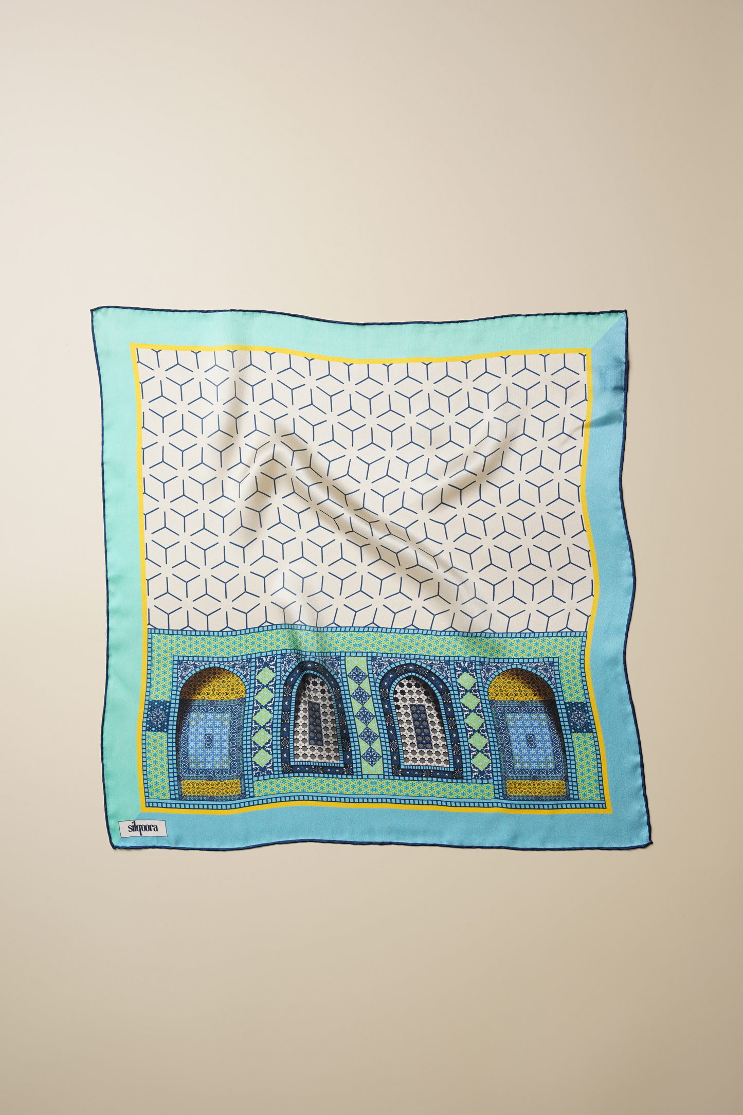 İpek Bandana Fular Art Collection-Çini (Mavera)