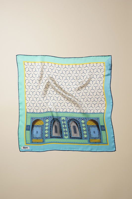 İpek Bandana Fular Art Collection-Çini (Mavera)