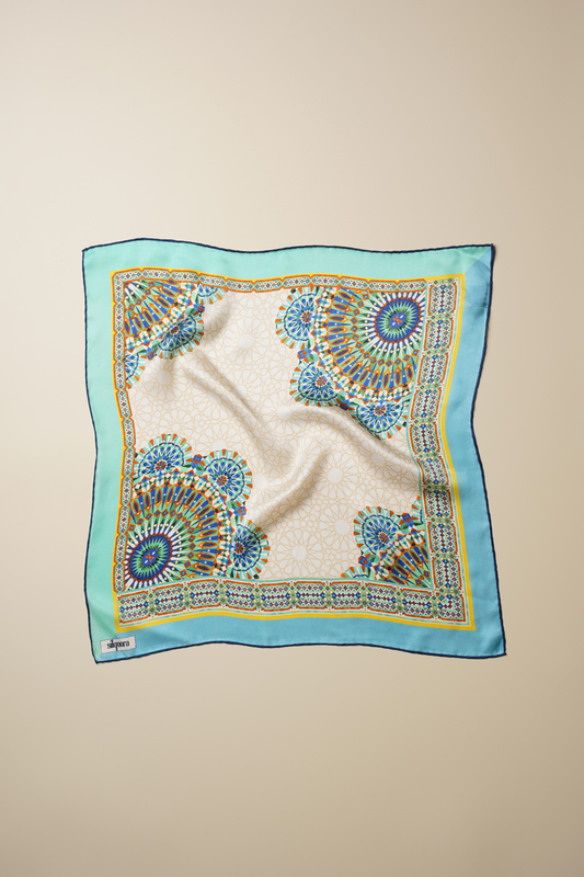 İpek Bandana Fular Art Collection-Çini (Turquoise Tale)