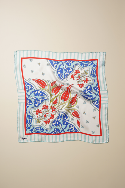 İpek Bandana Fular Art Collection-Çini (Lalezar)