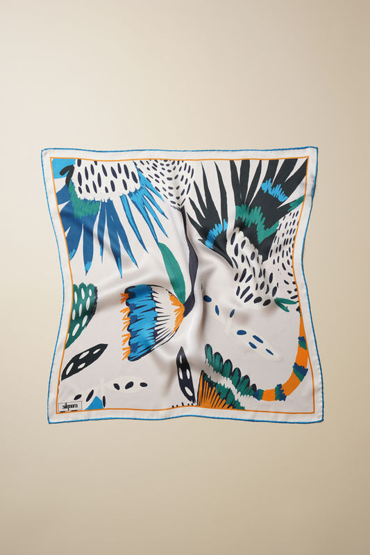 İpek Bandana Fular Art Collection-Indigo Flora