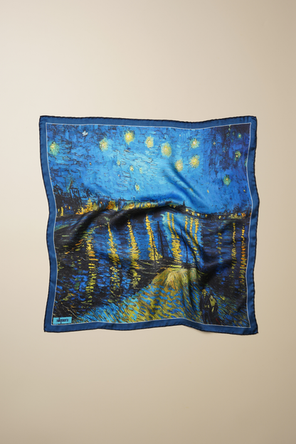 İpek Bandana Fular Art Collection-Vincent Van Gogh (Rhone Yıldızlı Gece)