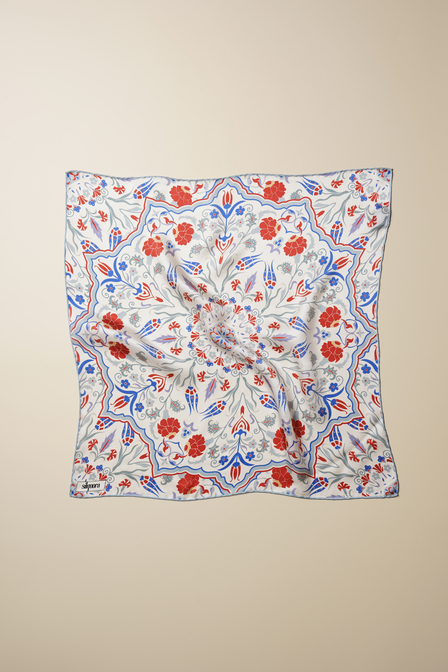 İpek Bandana Fular Art Collection-Hatai Çini (Lale ve Karanfil)