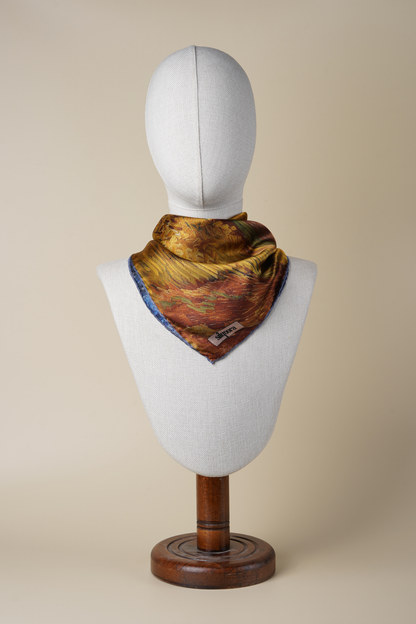 İpek Bandana Fular Art Collection-Vincent Van Gogh (Buğday Tarlası ve Kargalar)