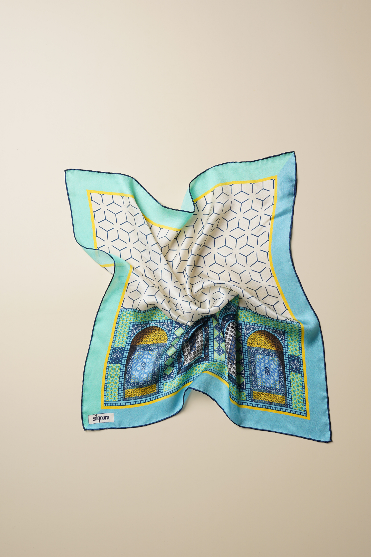 İpek Bandana Fular Art Collection-Çini (Mavera)