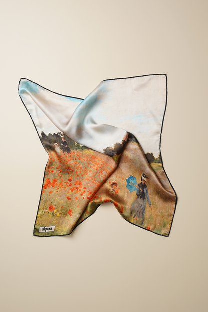 İpek Bandana Fular Art Collection-Claude Monet (Gelincikler)