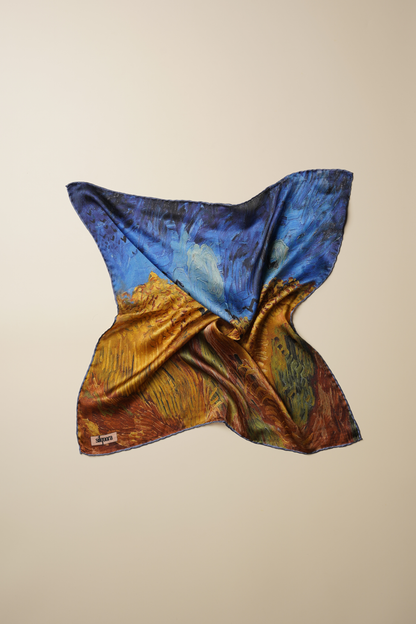İpek Bandana Fular Art Collection-Vincent Van Gogh (Buğday Tarlası ve Kargalar)
