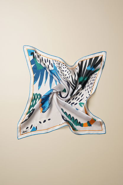 İpek Bandana Fular Art Collection-Indigo Flora