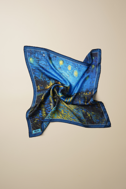 İpek Bandana Fular Art Collection-Vincent Van Gogh (Rhone Yıldızlı Gece)