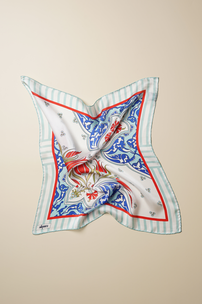 İpek Bandana Fular Art Collection-Çini (Lalezar)