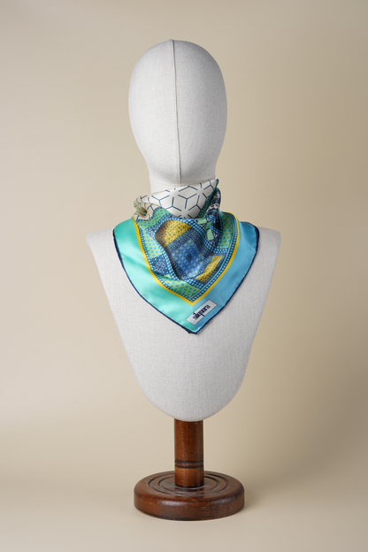 İpek Bandana Fular Art Collection-Çini (Mavera)