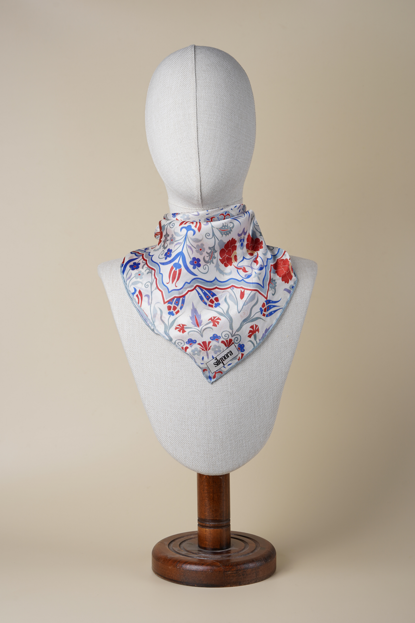İpek Bandana Fular Art Collection-Hatai Çini (Lale ve Karanfil)