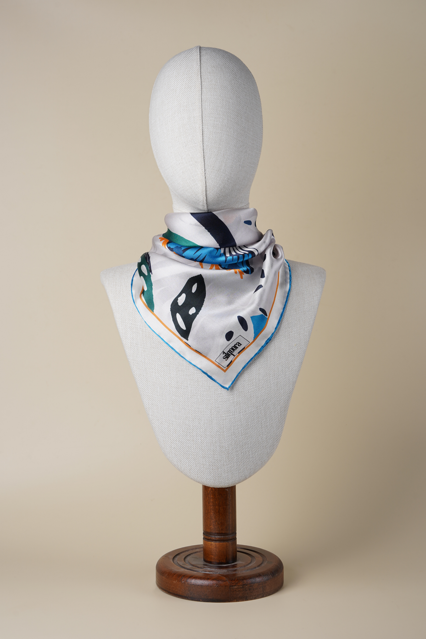 İpek Bandana Fular Art Collection-Indigo Flora